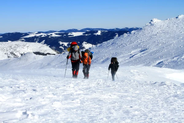 Winterwandern mit Schneeschuhen. — Stockfoto