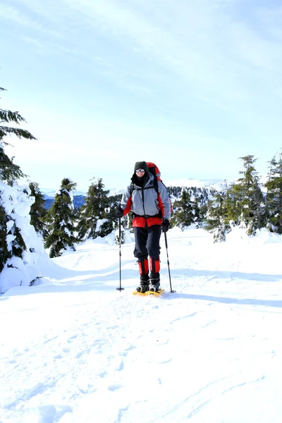 Winter hike on snowshoes. — Stock Photo, Image
