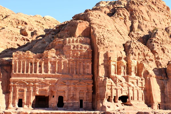 Cidade Antiga de Petra Construída na Jordânia . — Fotografia de Stock