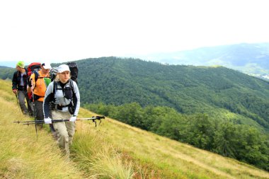 Yaz yürüyüşü dağlarda.
