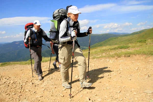 Yaz yürüyüşü dağlarda.