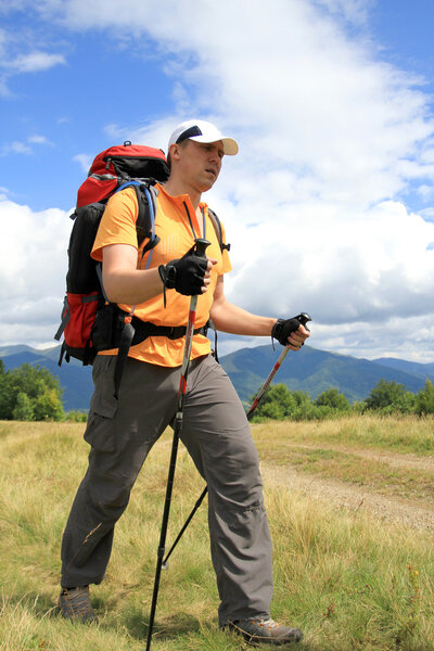 Summer hiking in the mountains.