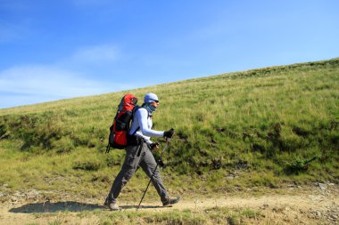 Yaz yürüyüşü dağlarda.