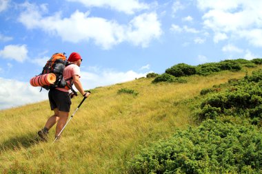 Yaz yürüyüşü dağlarda.