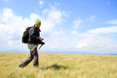 Yaz yürüyüşü dağlarda.