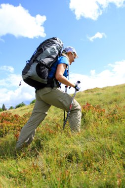 Yaz yürüyüşü dağlarda.