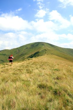 Yaz yürüyüşü dağlarda.