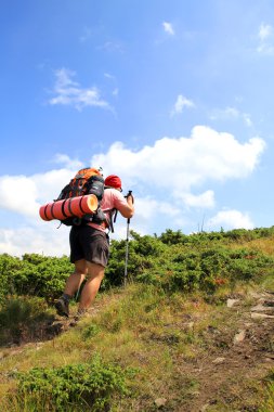 Yaz yürüyüşü dağlarda.