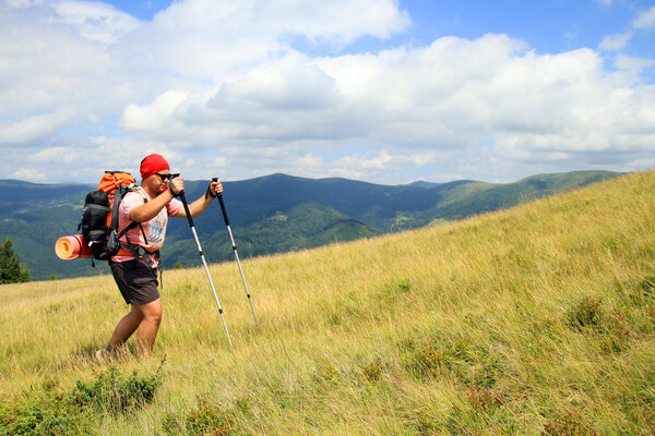 Summer hiking in the mountains.