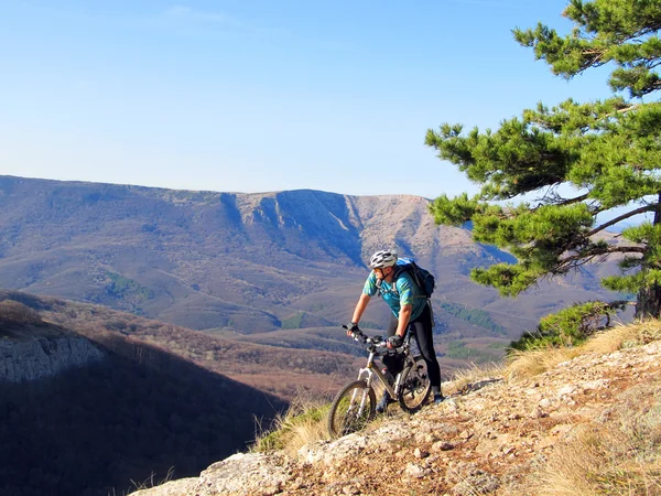 Ciclista en la cima de una colina —  Fotos de Stock