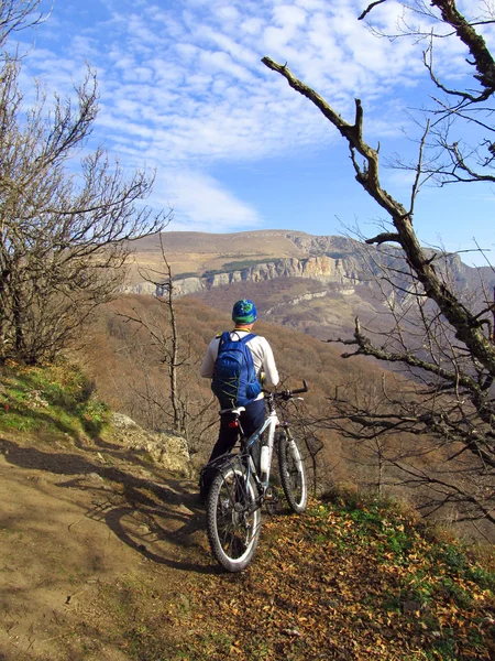 Ciclista en la cima de una colina —  Fotos de Stock