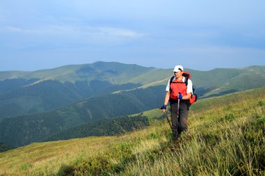 Yaz yürüyüşü dağlarda.