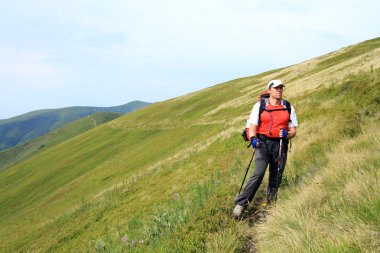 Yaz yürüyüşü dağlarda.