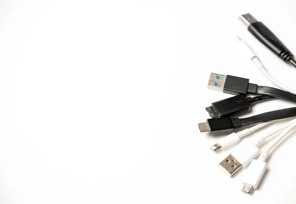 Various Usb Connections Close White Background — Stockfoto