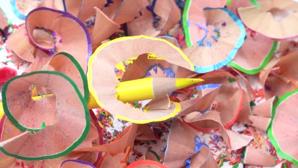 描画のための子供のシャープニングクレヨン アート教室のための木の色の鉛筆をシャープニング 子供のためのホビー 学校の子供の教育 — ストック動画