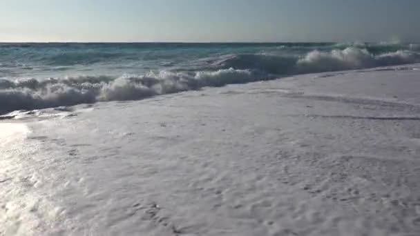 Kid Playing Beach Child Running Seashore Sunset Little Girl Watching — Wideo stockowe