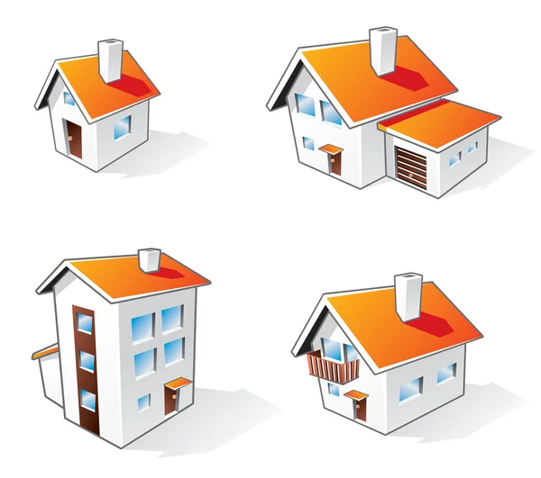 Huis cartoon pictogrammen — Stockvector