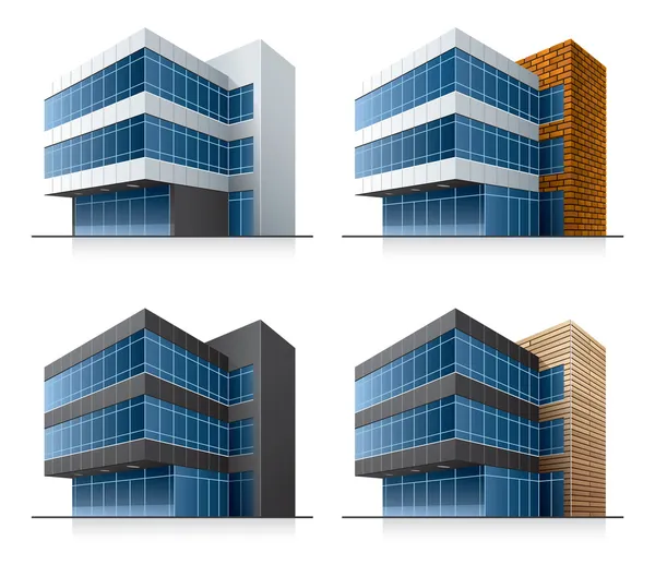 Quatro edifícios de escritórios vetoriais —  Vetores de Stock