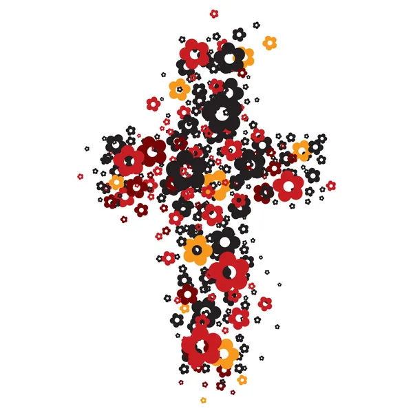 Croix de fleurs — Image vectorielle