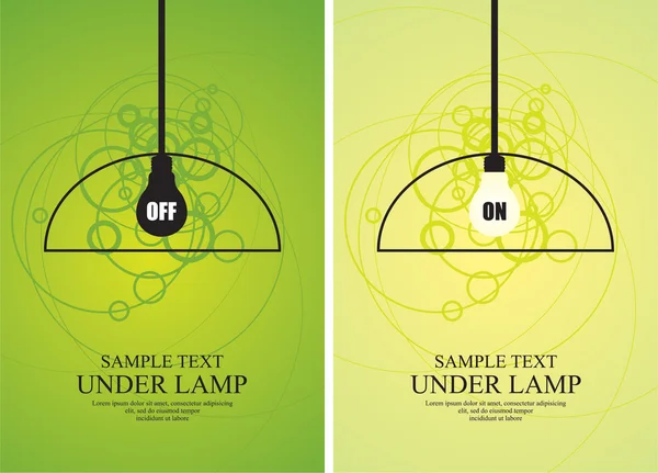 Ampoule et lampe sur fond rond — Image vectorielle