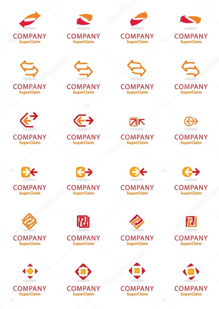 Set of abstract vector corporate arrow logo symbols. Full editable.