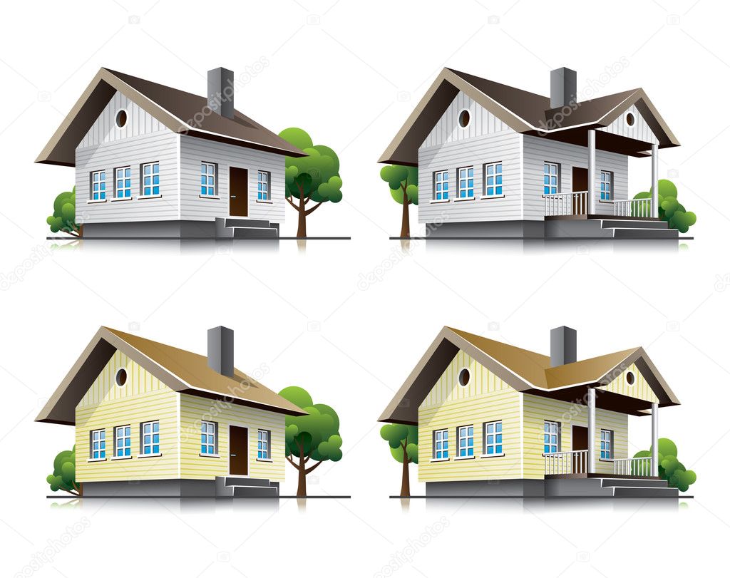 Family houses cartoon icons