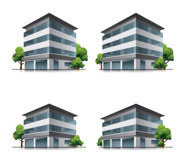 Hotel- oder Bürogebäude mit Bäumen — Stockvektor