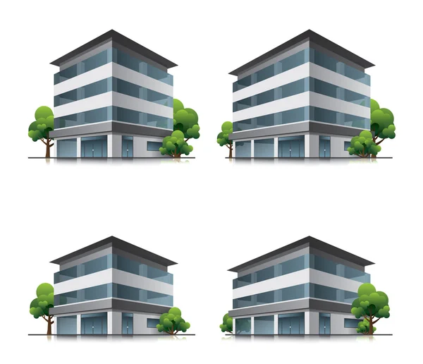 Edificios de hoteles u oficinas con árboles — Vector de stock