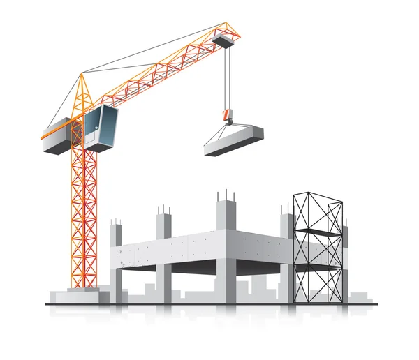 Construcción de edificios con grúa — Archivo Imágenes Vectoriales