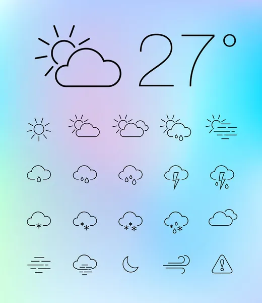 Pogoda cienkich zestaw ikon — Wektor stockowy
