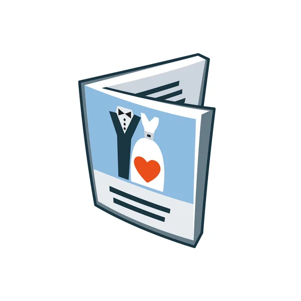 Icône de carte d'invitation de mariage dans le style dessin animé — Image vectorielle