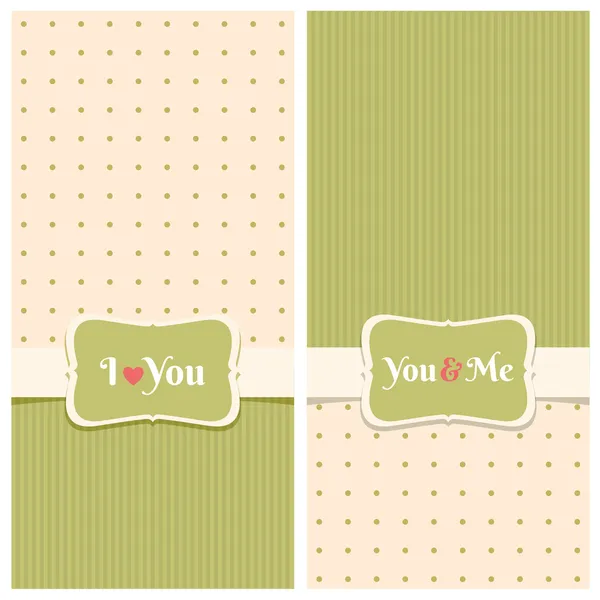 Hermosas tarjetas de felicitación de amor retro — Vector de stock