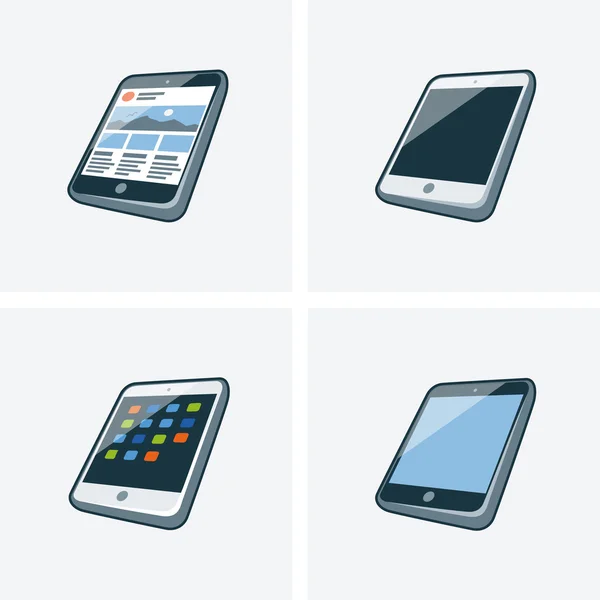 Set of four tablet icons — Stock Vector