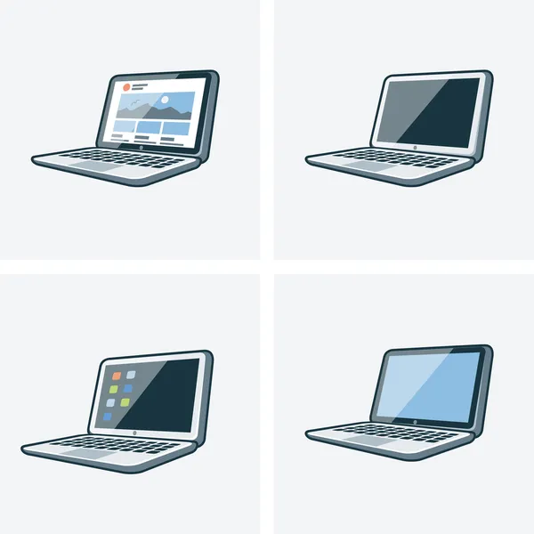 Set of four laptop icons — Stock Vector