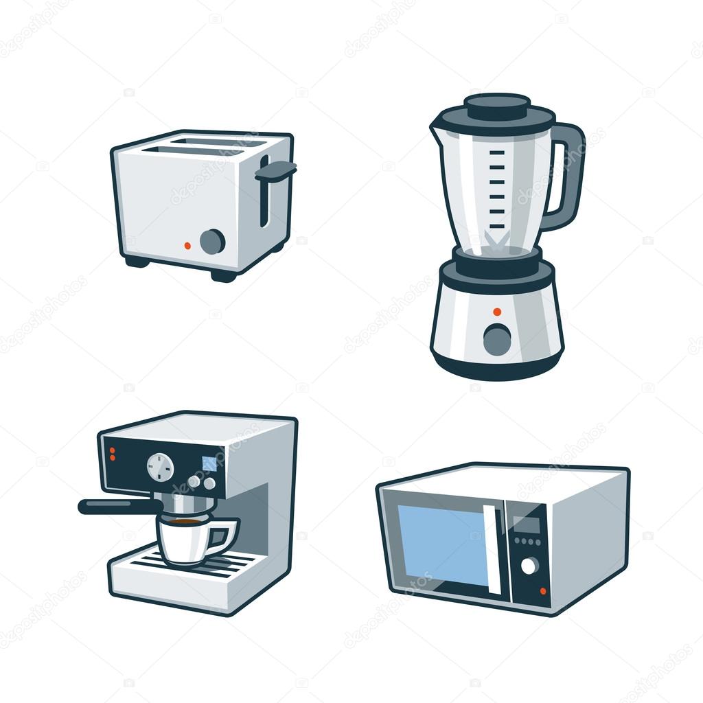 Home Appliances 3 - Toaster, Blender, Coffee maker, Microwave Ov Stock  Vector by ©petovarga 49008797