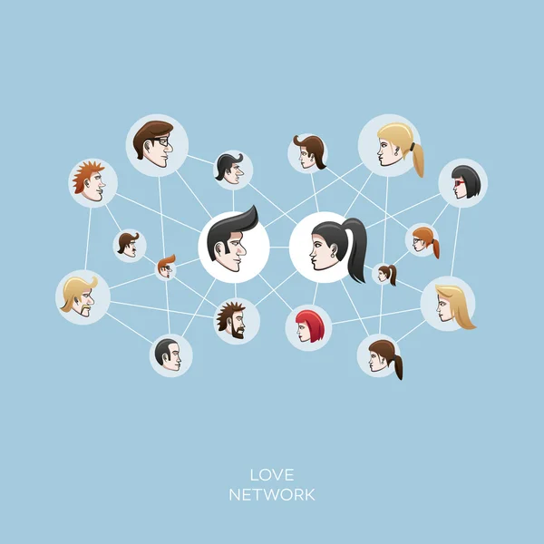 Love social network — Stock Vector