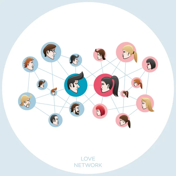 Amour réseau social — Image vectorielle