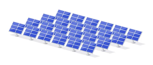 Erneuerbares Solarkraftwerk Mit Solarzellen Für Das Stromnetz Saubere Nachhaltige Photovoltaik — Stockvektor