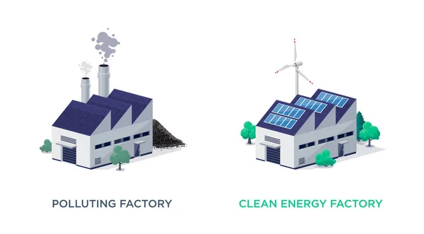 Fábrica Usinas Térmicas Carvão Fóssil Poluente Manufatura Energia Limpa Sustentável — Vetor de Stock