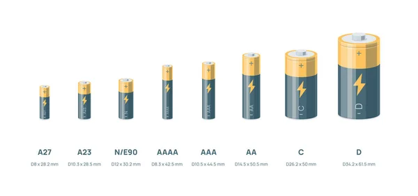 Las Celdas Batería Del Cilindro Comparan Baterías Recargables Litio Ion — Archivo Imágenes Vectoriales