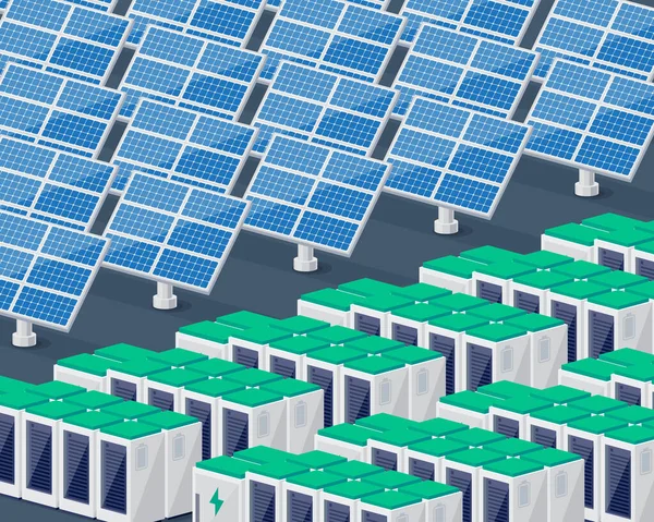 Centrale Solare Fotovoltaice Regenerabile Celule Electrice Panouri Solare Pentru Rețeaua — Vector de stoc