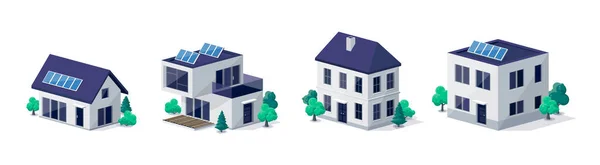 Clássico Moderno Casa Família Edifícios Apartamentos Residenciais Propriedade Imobiliária Contemporâneo — Vetor de Stock