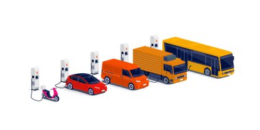 Şirket elektrikli araba filosu otoparka hızlı şarj istasyonu ve bir sürü şarj kabiniyle saldırıyor. Otobüs, kamyonet, motosiklet, iş araçları şebekeye elektrik yüklüyor..