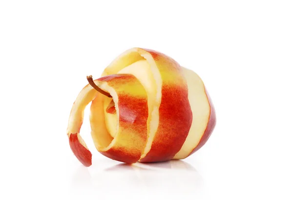 Apple with peeled skin on white background — Stock Photo, Image