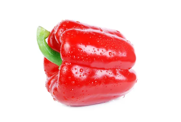 Röd paprika i vatten droppar — Stockfoto
