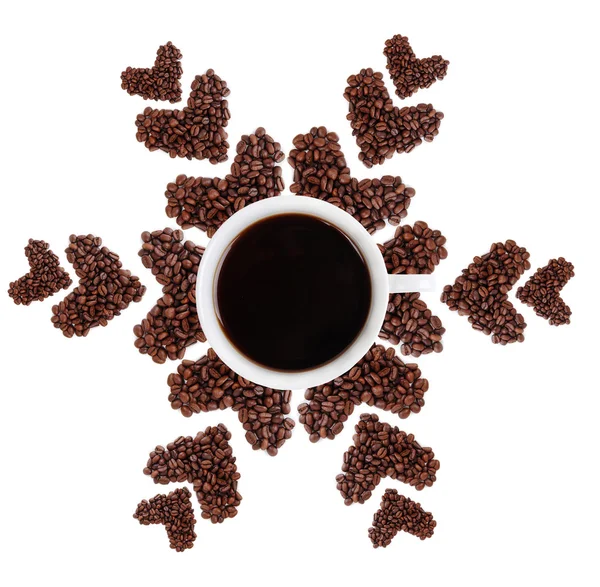 Snöflinga från kaffe korn — Stockfoto