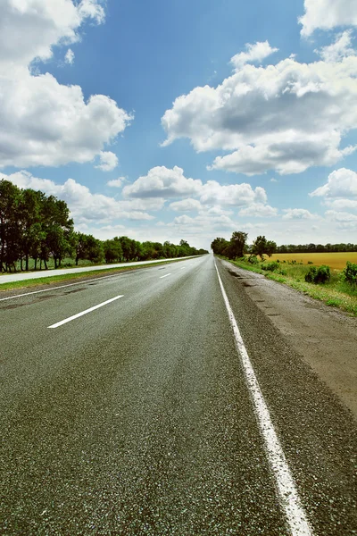 Road across fields — Stock Photo, Image