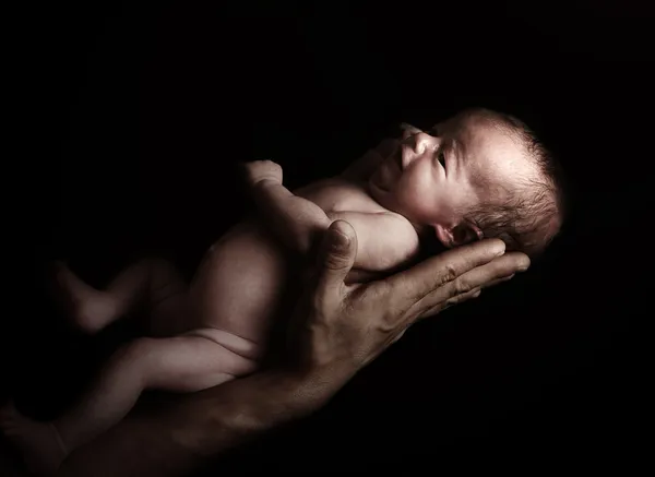 Newborn baby on hand — Stock Photo, Image