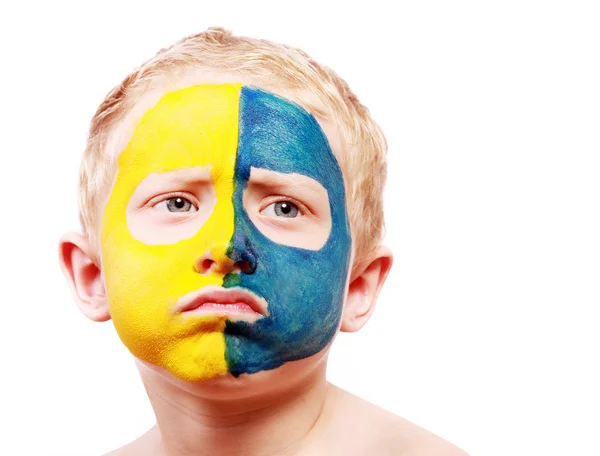 Porträt von enttäuscht kleine ukrainische fan — Stockfoto