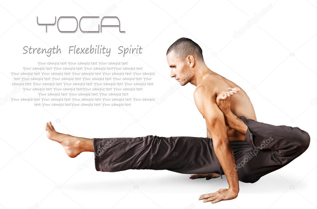 Young man in yoga pose
